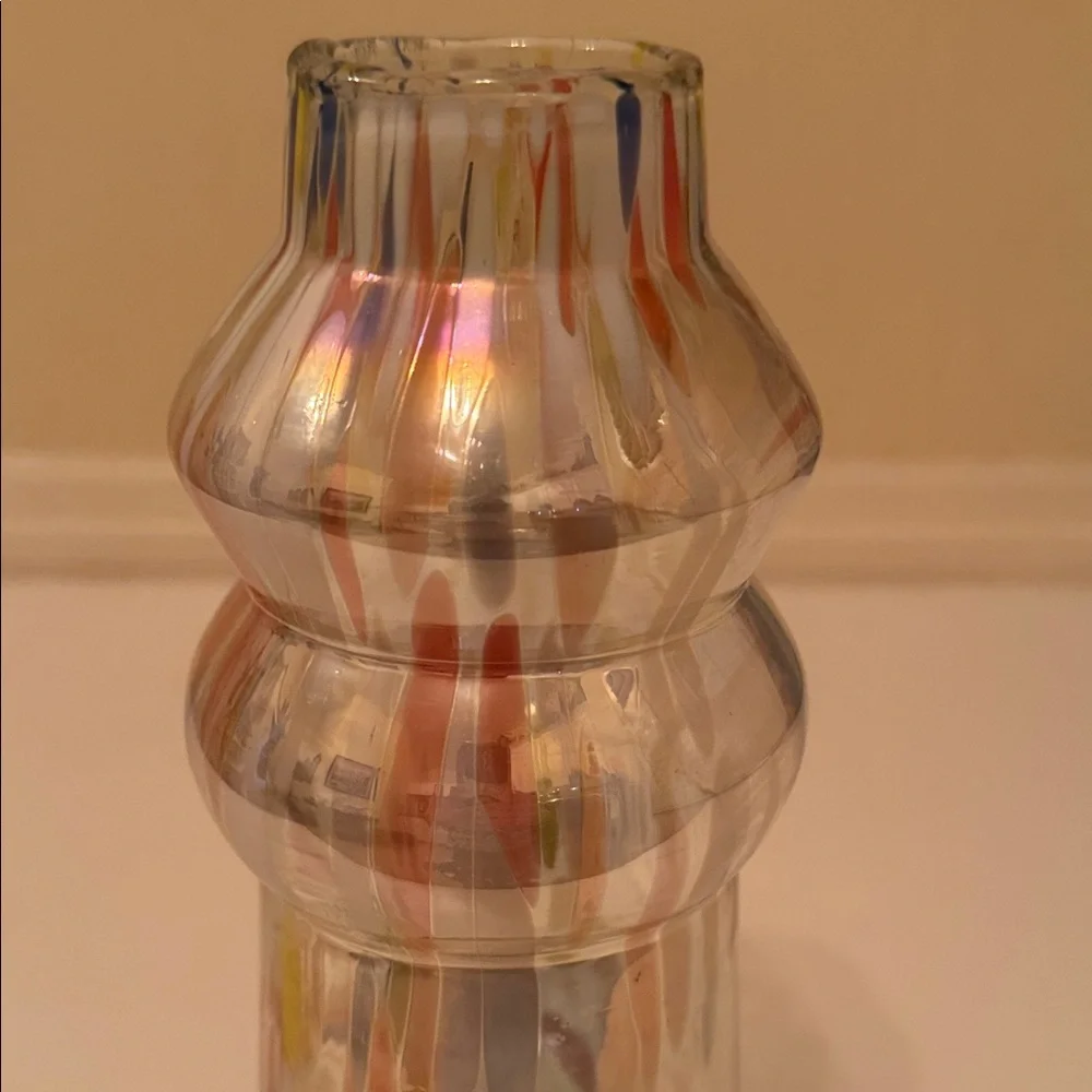 12 Inch Iridescent Glass Vase